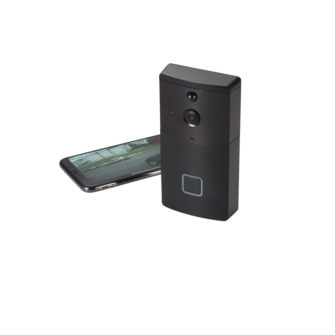 Front View of Black Smart Wifi Video Doorbell