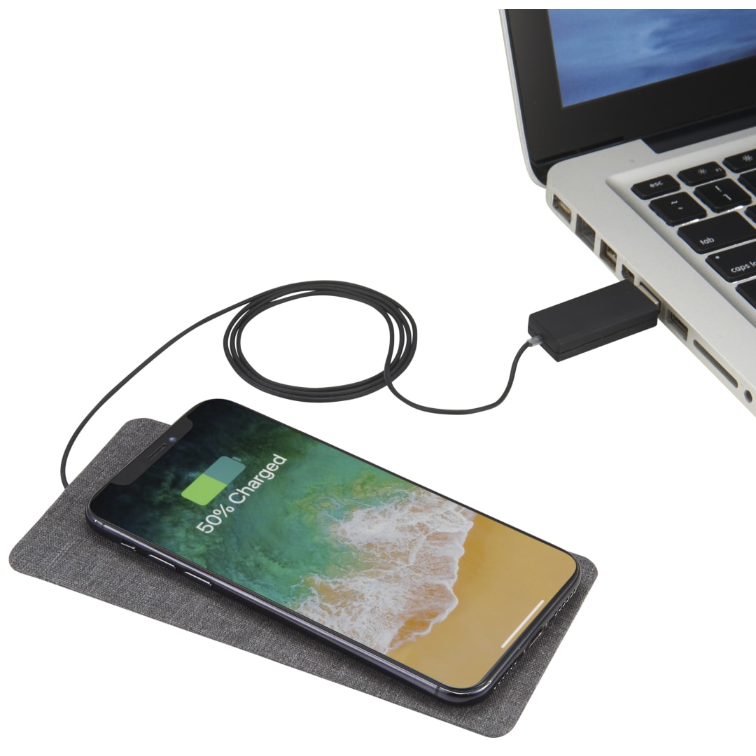 Front View of Gray Ultra Thin Fabric Wireless Charging Pad