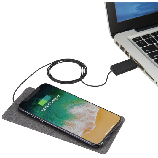 Front View of Gray Ultra Thin Fabric Wireless Charging Pad