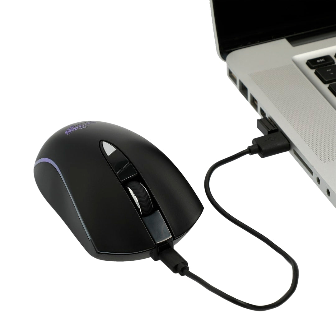 Front View of Black Light Up Logo Wireless Optical Mouse