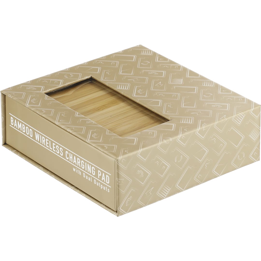 Natural FSC® 100% Bamboo Wireless Charge Pad w/Dual Output