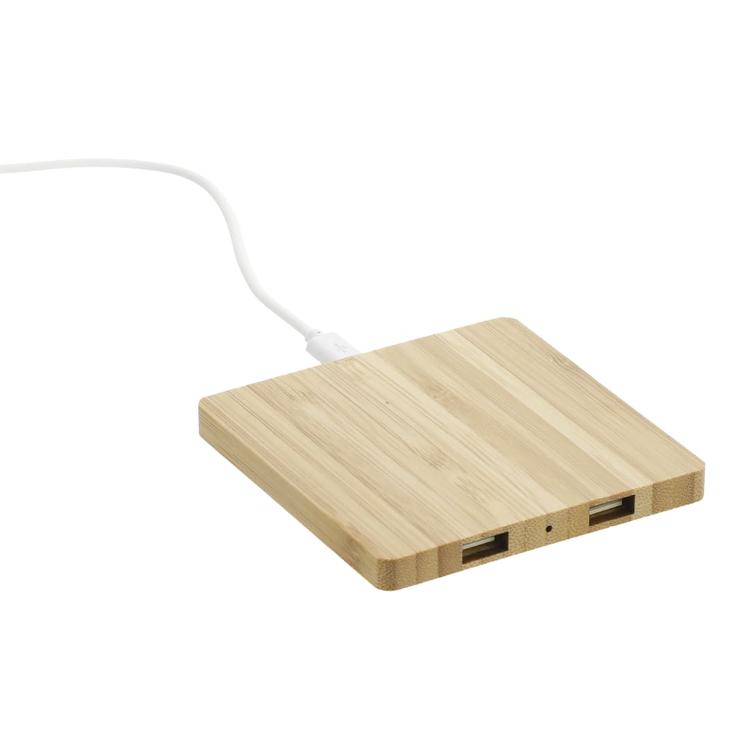FSC® 100% Bamboo Wireless Charge Pad w/Dual Output