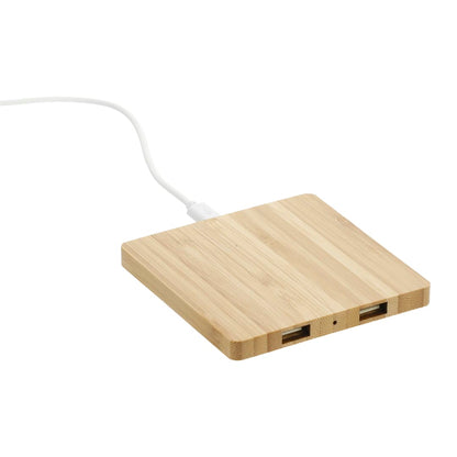 FSC® 100% Bamboo Wireless Charge Pad w/Dual Output