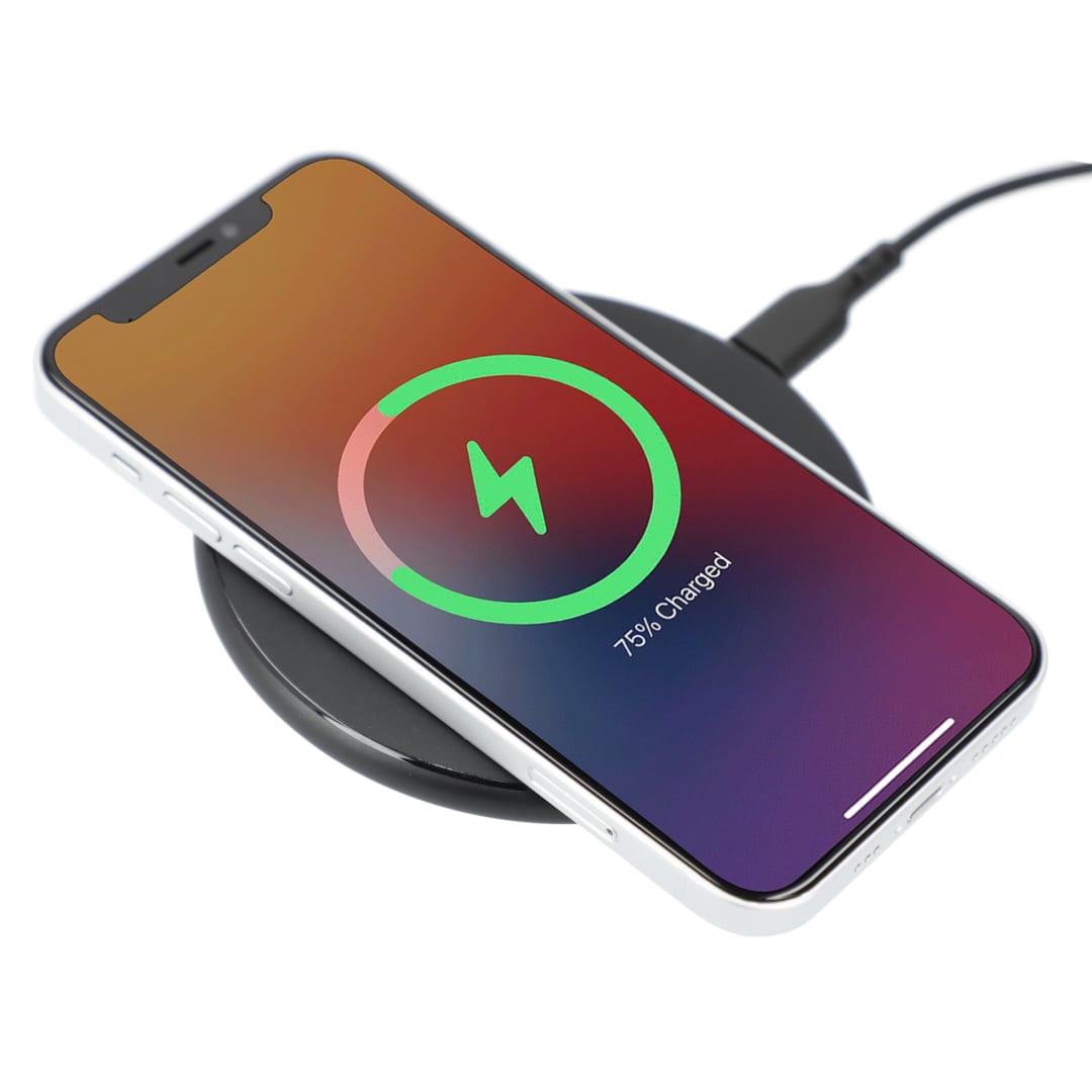 Front View of Black Kwik Qi Certified 15W Wireless Charging Pad