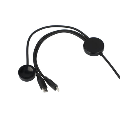 Front View of Black 5-in-1 Long Charging Cables with iWatch Charger