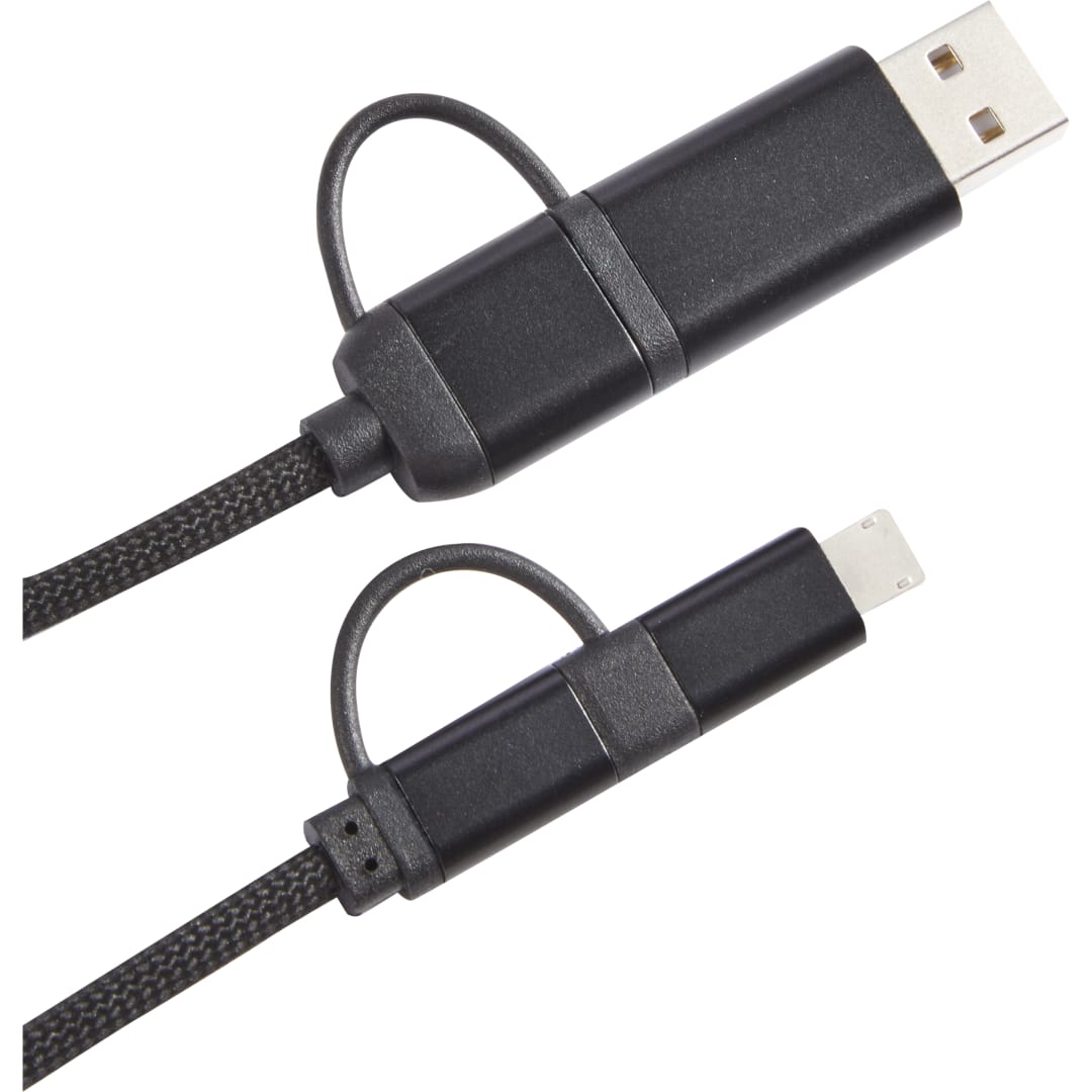 Front View of Black Boost 5-in-1 Long 65W PD Charging Cable