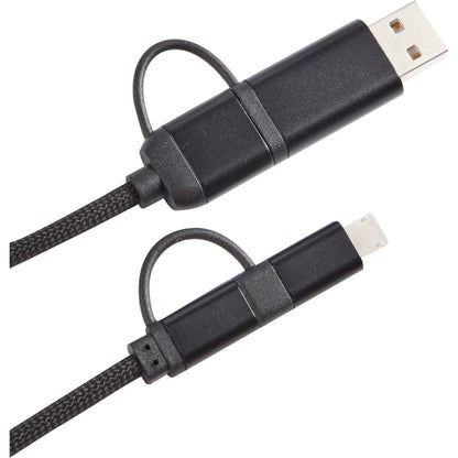 Front View of Black Boost 5-in-1 Long 65W PD Charging Cable