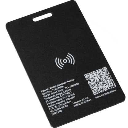 Front View of Black Find My Wallet Bluetooth Tracker