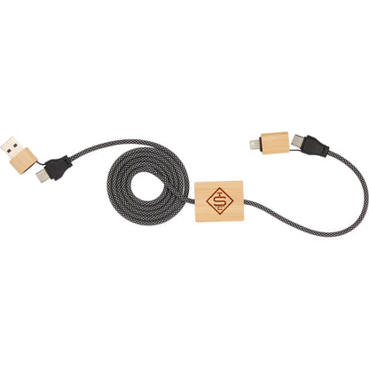 Front View of Natural FSC® 100% Bamboo 5-in-1 100W Laptop Charging Cable