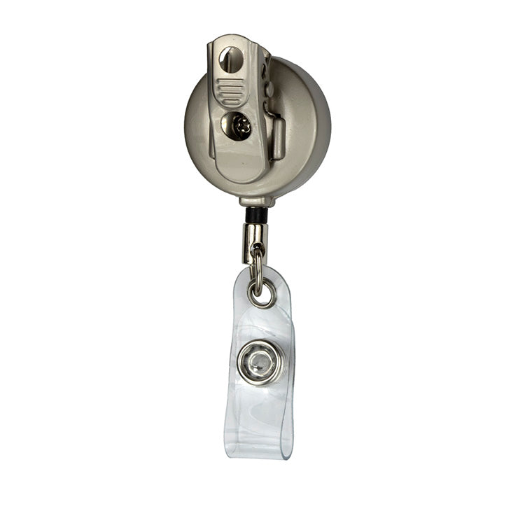 24" Cord Round Matte Solid Metal Retractable Badge Reel and Badge Holder