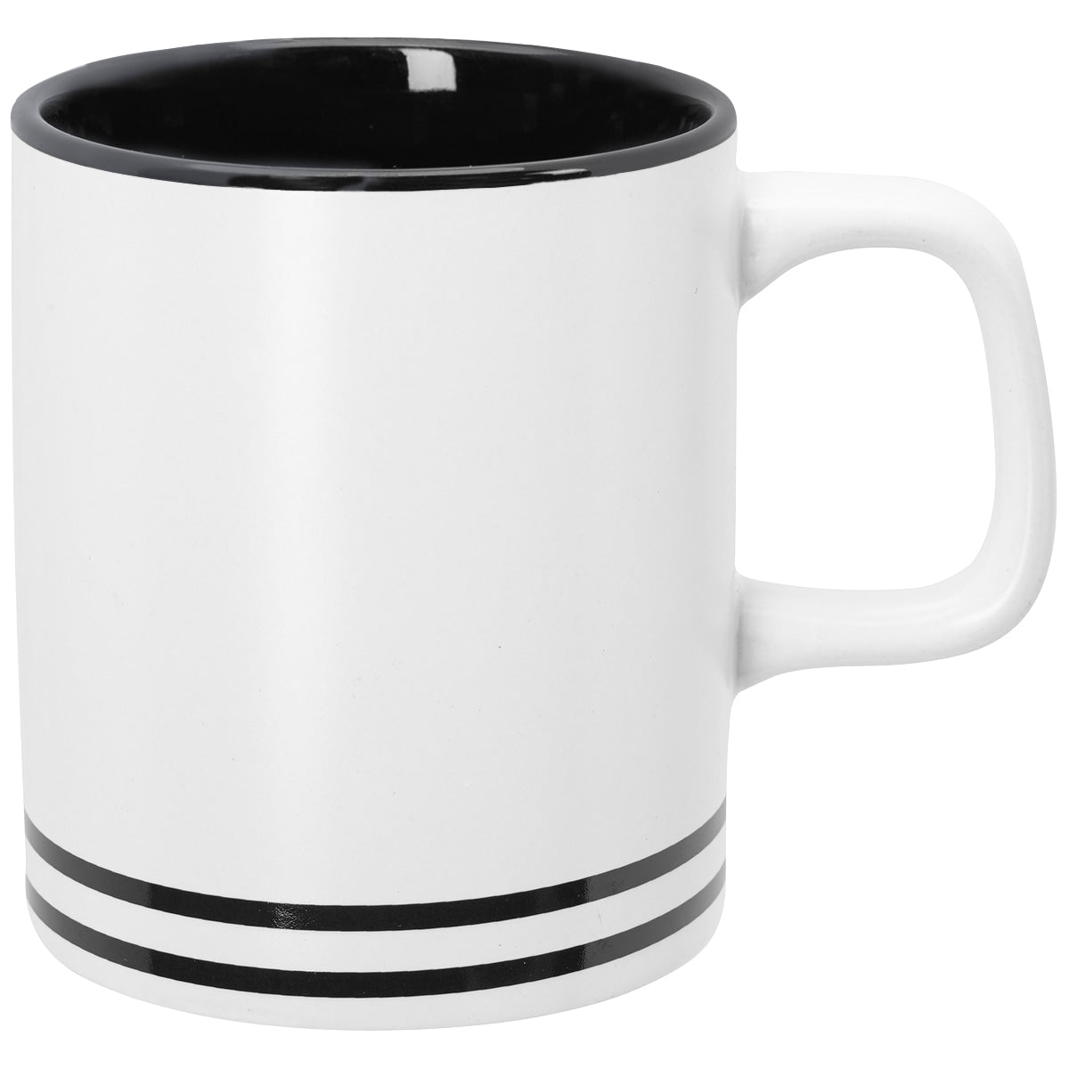 WHITE WITH BLACK 10 Oz. Lacrosse Ceramic Mug