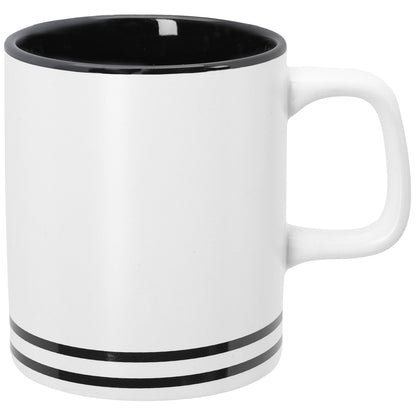WHITE WITH BLACK 10 Oz. Lacrosse Ceramic Mug