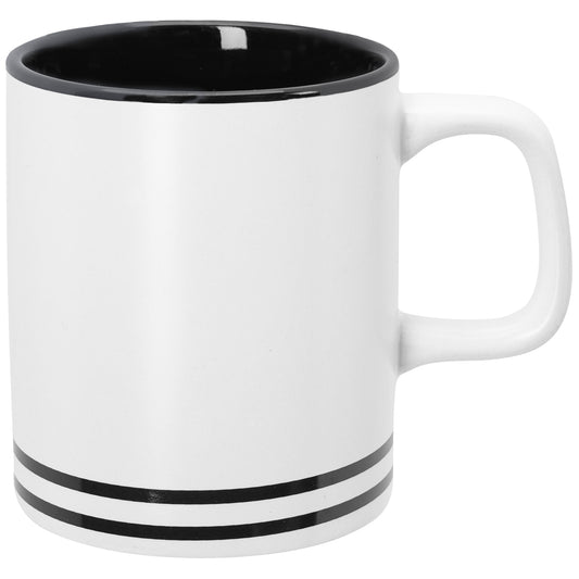WHITE WITH BLACK 10 Oz. Lacrosse Ceramic Mug