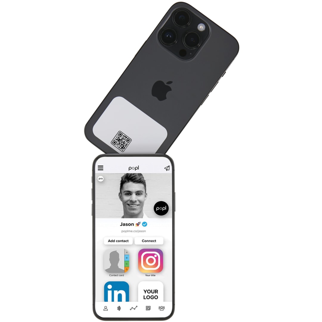 Front View of White Popl Digital PhoneCard™