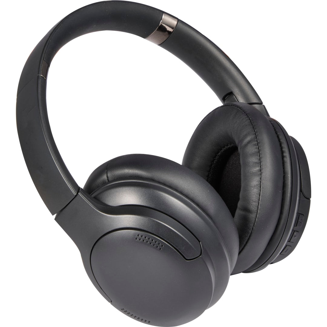 Front View of Black SoulMic Bluetooth Headphones