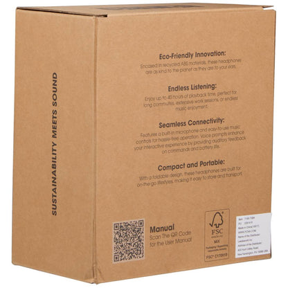 Front View of Black Rewired Recycled Bluetooth Headphones