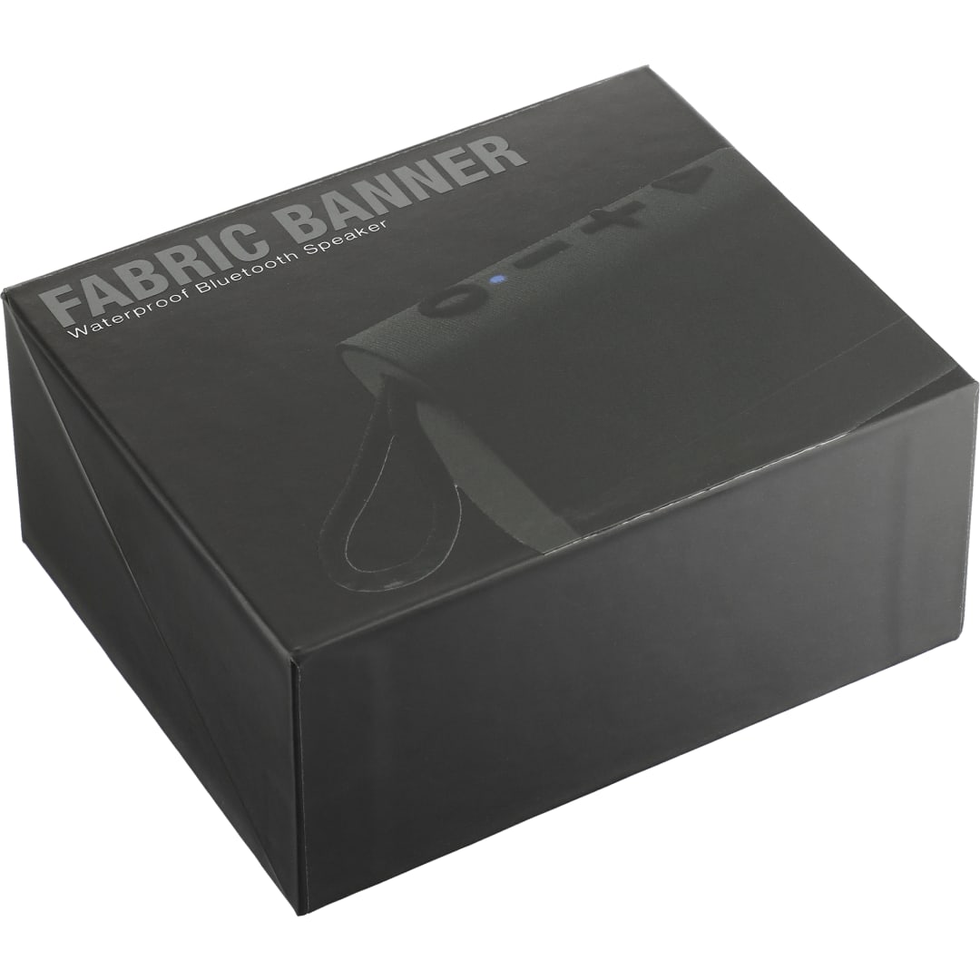 Front View of Black Fabric Banner Waterproof Bluetooth Speaker