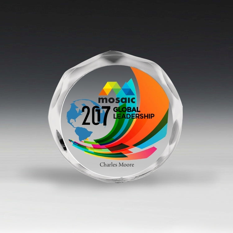Scalloped Circle Paperweight Award - 4” dia x 3/4” 4-Color Process