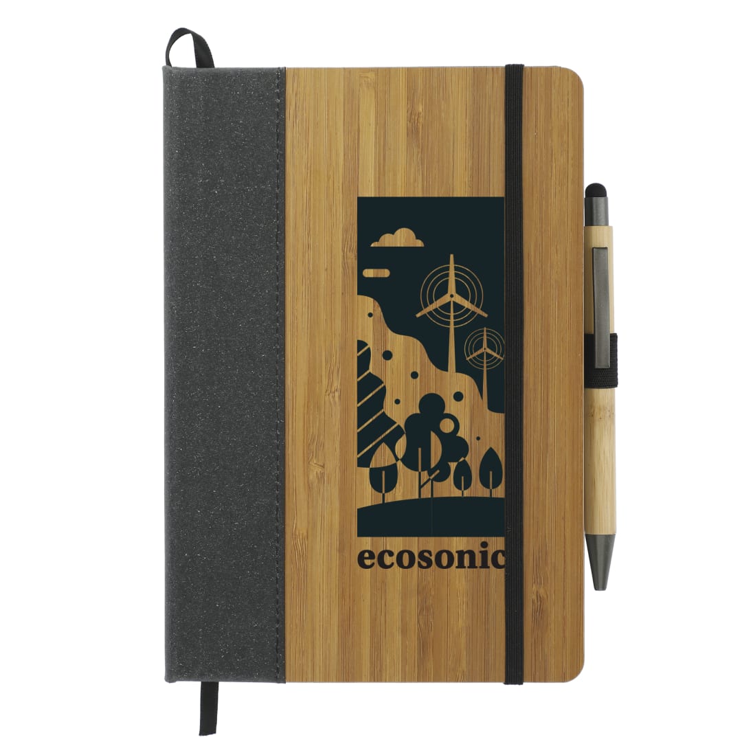 Front View of Natural Bamboo Bound Journal Bundle Set