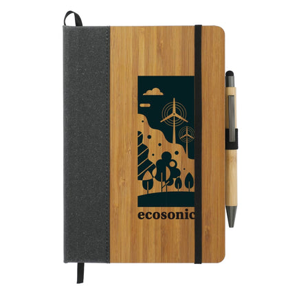 Front View of Natural Bamboo Bound Journal Bundle Set