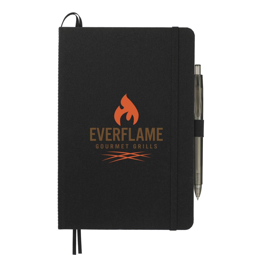 Front View of Black 5.5" x 8.5" Recycled Marine Bound Journal Set