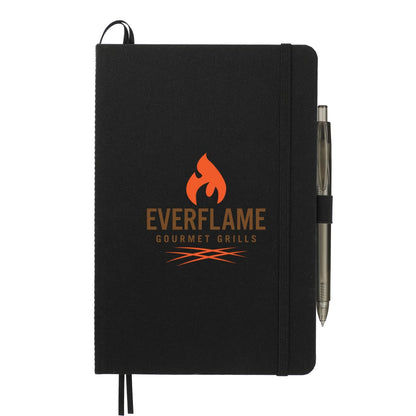 Front View of Black 5.5" x 8.5" Recycled Marine Bound Journal Set