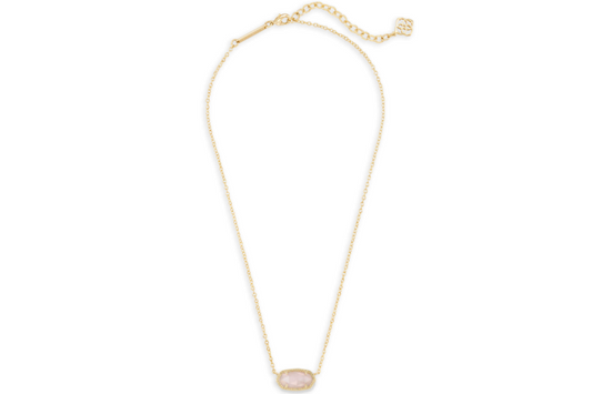 Kendra Scott Elisa Gold Pendant Necklace in Rose Quartz