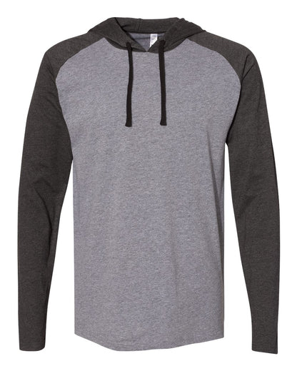 Men's Fine Jersey Hooded Long Sleeve Raglan T-Shirt - 6917