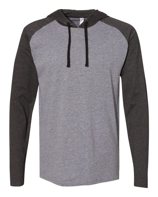 Men's Fine Jersey Hooded Long Sleeve Raglan T-Shirt - 6917
