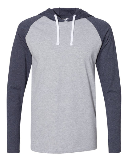 Men's Fine Jersey Hooded Long Sleeve Raglan T-Shirt - 6917
