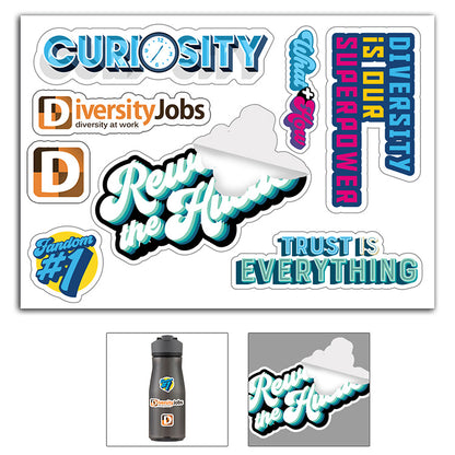 "CustomCut ™" Full Color Custom Shape Removable Vinyl Sticker Sheets (5"x 7")