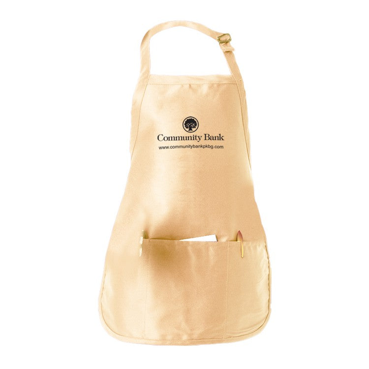 White Medium Length Apron w/Pouch