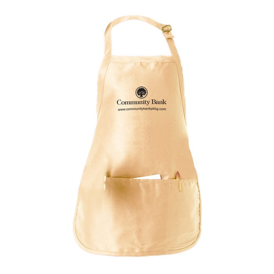 White Medium Length Apron w/Pouch