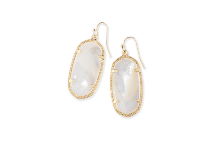 Kendra Scott Elle Gold Drop Earrings in Ivory Mother of Pearl