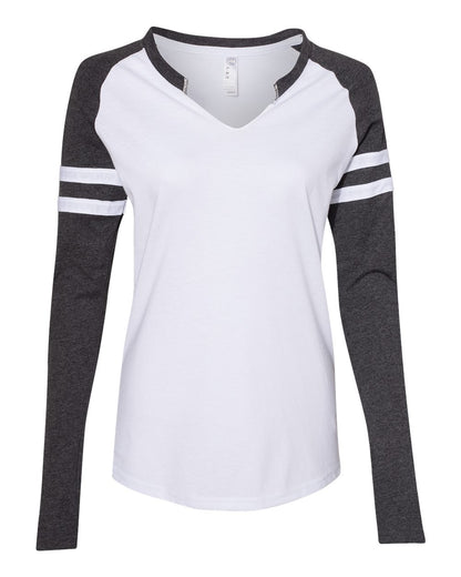 Women's Fine Jersey Mash Up Long Sleeve T-Shirt - 3534