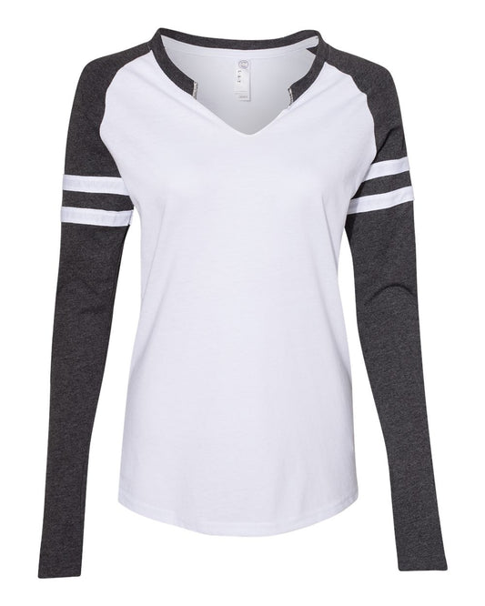Women's Fine Jersey Mash Up Long Sleeve T-Shirt - 3534