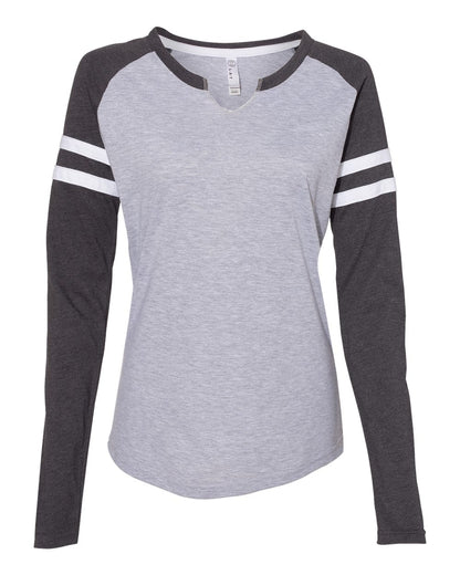 Women's Fine Jersey Mash Up Long Sleeve T-Shirt - 3534