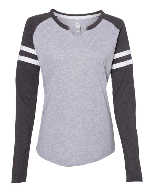 Women's Fine Jersey Mash Up Long Sleeve T-Shirt - 3534