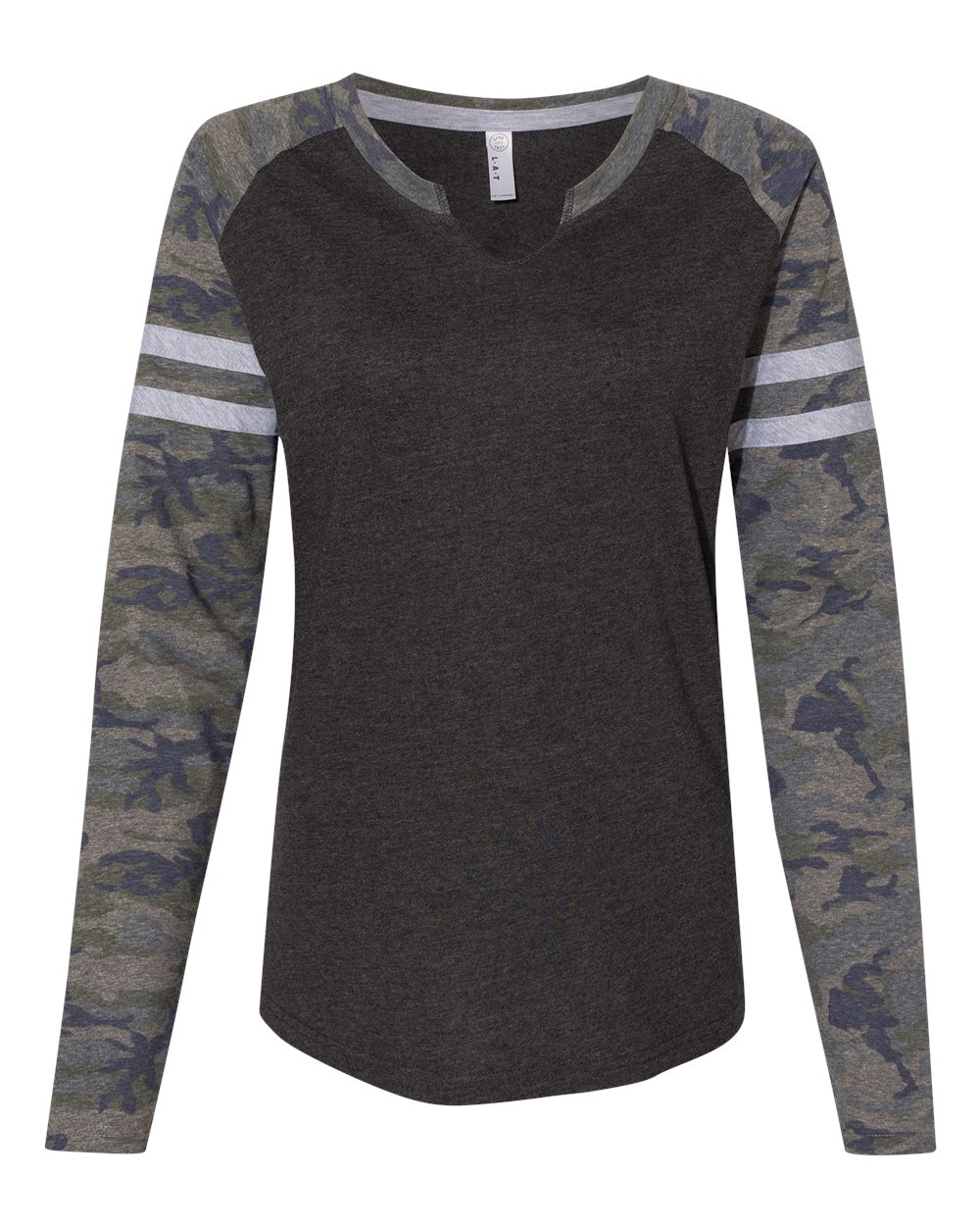 Women's Fine Jersey Mash Up Long Sleeve T-Shirt - 3534