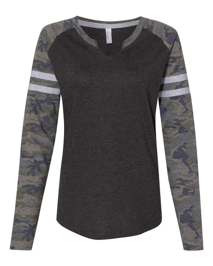 Women's Fine Jersey Mash Up Long Sleeve T-Shirt - 3534