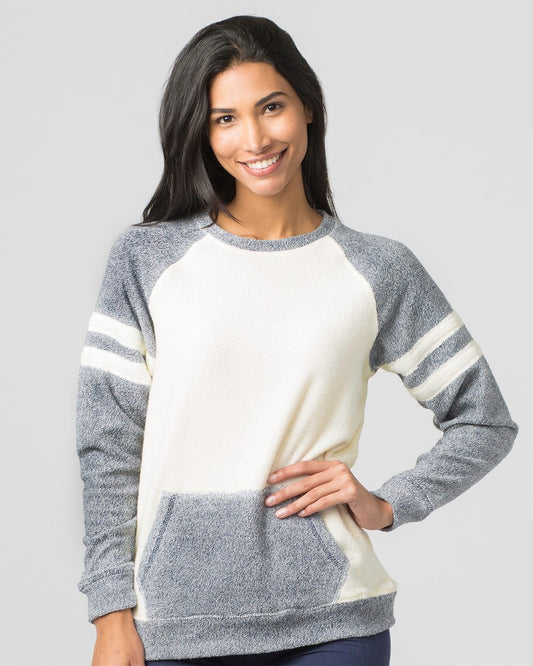 Women's Cozy Contrast Fleece Crewneck Pullover - L04