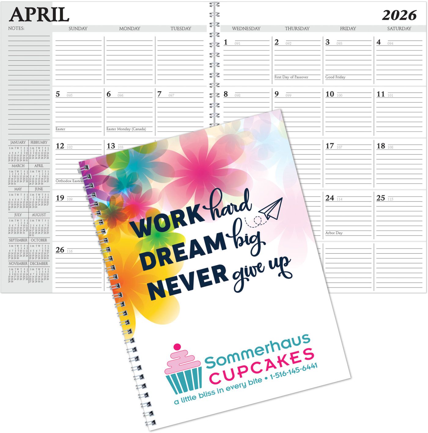 FULL COLOR SPIRAL DESK PLANNER 7X10