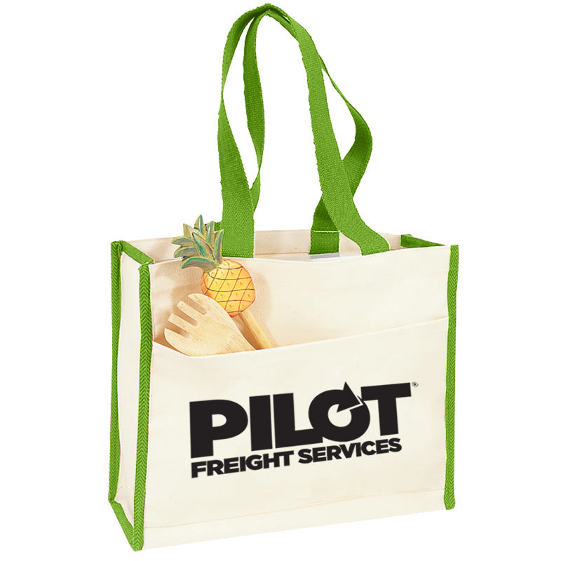 Canvas Gusset Tote w/Colored Handles