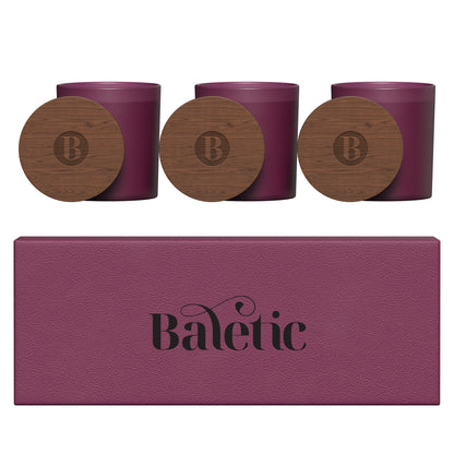Vista glass candle 3-pack with acacia wood lids