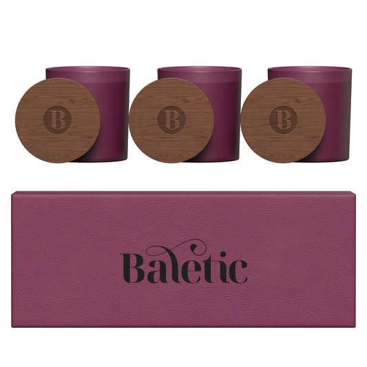 Vista glass candle 3-pack with acacia wood lids
