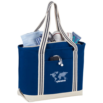 Atlantic Stripe 20oz Cotton Zippered Tote