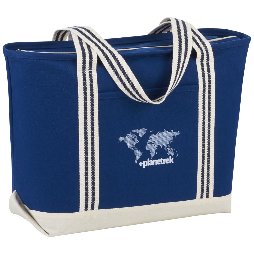 Atlantic Stripe 20oz Cotton Zippered Tote