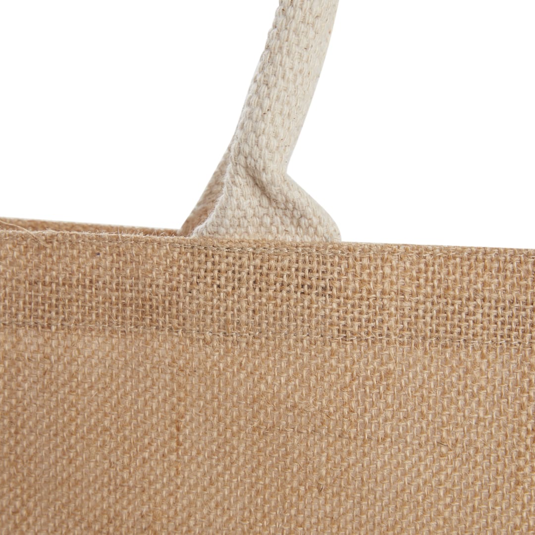 Natural Jute Shopper Tote with Recycled Cotton Pocket