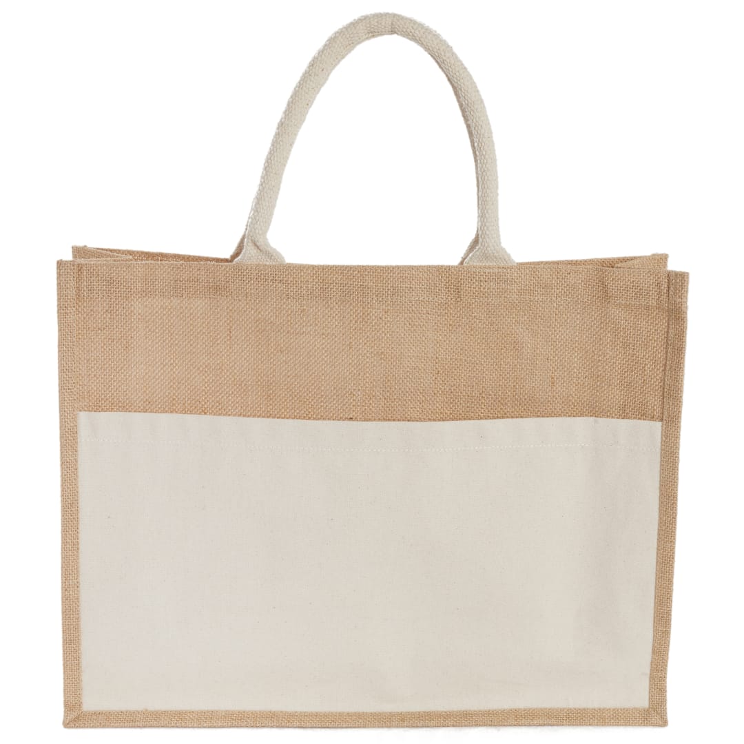Jute Shopper Tote with Recycled Cotton Pocket
