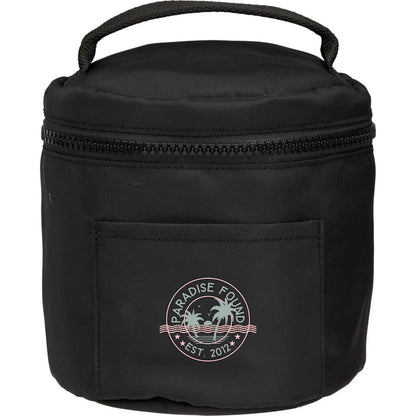 Front View of Black Wellable Recycled Round Travel Case